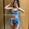 Traje de baño bikini europeo y americano transfronterizo 2024 para mujer, conjunto de tres piezas dividido, sexy, dulce, fresco, traje de baño, vacaciones, aguas termales, venta al por mayor