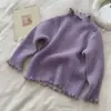 [En Stock] Suéter Térmico de Invierno para Niñas Xie Jinmao, Tejido de Punto Sólido Simple y Elegante, Nuevo Suéter de Punto para Niños 2025