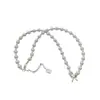 Collar de Plata Brillante S925 de Plata de Ley Estilo Ins Coreano de Nicho de Gama Alta con Cuentas Dobles Envolvente con un Ambiente Elegante y Grácil