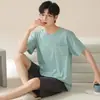 Pijama de Modal Talla Extra Grande 6XL para Hombre Verano Delgado Manga Corta Pantalones Cortos Sencillo Casual Ropa de Casa Conjunto de Dos Piezas