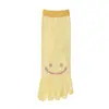 Calcetines de cinco dedos para mujer, verano, de malla, transpirables, hasta la pantorrilla, absorbentes de sudor, cara sonriente linda, calcetines de dedos separados, calcetines versátiles de cinco dedos, fabricante directo