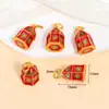 Colgante de Esmalte Chapado en Oro de Aleación Estilo Chino Mahjong León Cuentas Espaciadoras Colgante Accesorios de Cuentas para Pulsera Collar DIY Hecho a Mano