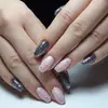 Peças de Nail Art Mais Vendidas Transfronteiriças, Coleção Estilo Diamante Francês, Peças de Nail Art Longas com Glitter Estrela Francesa Doce Atacado