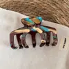 Presilha de cabelo estilo retrô coreano com pintura a óleo feita à mão, uma pinça sofisticada e elegante para a parte de trás da cabeça, acessório de cabelo tipo pinça tubarão