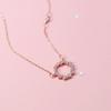 Collar con colgante de la leyenda del mar azul coreano bañado en plata, cadena de clavícula con diamantes geométricos y círculos de temperamento simple para mujer