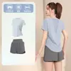 Conjunto de Ropa para Pilates Yoga Camiseta de Manga Corta de Gama Alta Secado Rápido para Mujer Primavera Adelgazante Moldeador Corporal Top Deportivo Ropa de Fitness
