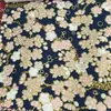 Tecido Floral Estampado Estilo Japonês 100% Algodão para Venda por Atacado, Tecido Liso com Estampa Dourada, Acessórios para Tecidos, Materiais para Artesanato