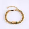 Estilo Cadena Cubana Venta Caliente Transfronteriza Estilo Europeo y Americano Lujo Ligero Pulsera Versátil Cuentas Cuadradas Multicolor Fábrica Venta al por Mayor por Pieza