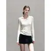 Estilo Francês Suave Branco Gola Alta Manga Longa Malha Top Feminino 2026 Outono Nova Moda Emagrecedor Versátil Top