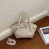 Bolsa de balde com textura tecida simples, moda transfronteiriça, estilosa, versátil, casual, de ombro único, transversal, bolsa de mão para o dia a dia