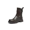 Botas de cavaleiro estilo coreano com sola grossa e salto grosso de 4,5 cm, novo modelo de inverno para mulheres, forradas com fleece, emagrecem, confortáveis e não cansam os pés, botas Martin