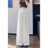 Pantalones Anchos de Lino Tencel de Verano 2026 para Mujer, de Cintura Alta, Casuales, Pierna Recta de Seda Helada, de Largo hasta el Suelo para Mujer
