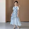 Vestido de Verano para Niñas 2026 Nuevo Infantil Único Exquisito Blanco de Manga Corta con Capas de Mariposa Conjunto de Vestido Chaleco