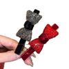 Horquilla con lazo de diamantes de imitación para Año Nuevo, horquilla con flequillo lateral para niña, horquilla con clip de alta calidad para niña pequeña