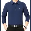 Transfronterizo 2026 Nueva Camisa Polo Casual de Manga Larga Antiarrugas Fácil de Planchar para Hombre, Tendencia Primavera/Otoño, Puño de Botón de Alta Gama, Cuello de Solapa