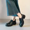 Versión Original de Alta Gama de Mocasines Retro Gruesos Súper Cómodos y Ultrasuaves para Mujer, Zapatos de Cuero con Suela Gruesa y Punta Redonda en Negro