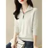 Suéter de punto casual para mujer, con media cremallera, cuello alto, mangas largas, corte ajustado, suave y cálido, top simple y versátil