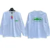 Camisetas Casuales Sueltas de Manga Larga Raglán con Bloques de Color Estampado de Letras Alcatraz para Hombre y Mujer Marca de Moda al por Mayor Transfronteriza