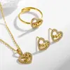 Aço Titânio Amor Amor Luxo Leve Elegante Deslumbrante Colar de Diamante Corrente de Clavícula Versátil Feminina Conjunto de Joias de Aço Inoxidável