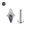 F136 color titanio piedra de cometa diamante clavo de hueso de oreja clavo de labio clavo de nariz accesorios para perforación joyería 1.2/1.0mm de grosor de barra
