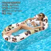 Cama flotante a rayas para vacaciones en la playa y piscina estilo Ins, con malla, tumbona flotante inflable gruesa para adultos, para ocio en el agua