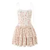 Marca Z Wholesale Vestido Corto Floral Dulce y Picante Vietnamita Estilo Nuevo Vestido de Tirantes Finos Nicho Ajustado al Cuerpo Comercio Exterior Vacaciones Verano Za
