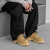 Zapatos Derby Cabeza Grande para Hombre Suela Gruesa Aumentados Estilo Británico Caña Baja Botas de Ruibarbo Calzado de Cuero Casual para el Trabajo 9269-K