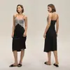Nuevo Camisón de Verano Transfronterizo Europeo y Americano Splicing de Encaje Chifón Satén Tirantes Falda Larga Espalda Descubierta Ropa de Casa Cq3905