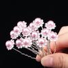 Accesorios Nupciales Horquilla Sencilla de Flor y Perla en Forma de U para Niñas Horquilla Pequeña para el Cabello Pin Cobertor para el Cabello Tocado Comercio Exterior Transfronterizo