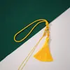 Asa de anillo de tracción de 7 cm borla de cuerda oreja texto jugar cuerda al por mayor tejida a mano DIY cordón corto con cuentas de ágata