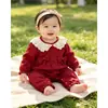 Body Nuevo para Bebé Niña Primavera y Otoño Color Rojo Vino Cuello con Adorno de Encaje Mameluco con Lazo Traje para Gateo al Aire Libre de Manga Larga para Primer Cumpleaños