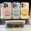 Soporte Giratorio de Bloques de Color Macaron Adecuado para Funda de Teléfono Apple 18 Pro Max, Funda Simple de Gelatina para Chicas 17/16