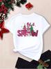 Natal Feminino Manga Curta Transfronteiriço Suporte Total Meio Suporte AliExpress Amazon TIKTOK Top Camarão TEMU