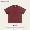 Verão Transfronteiriço Lavado Retrô Americano Casual 260g Algodão Puro Solto Manga Curta Camiseta Masculina Pesada Desgastada Ombro Caído Moderna