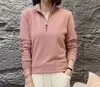 Transmisión en Vivo Popular de Dropshipping Sudadera de Color Sólido Nueva Otoño 2025 Camiseta de Manga Larga con Cuello Alto y Media Cremallera de Moda para Mujer