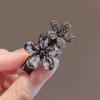 Horquilla de pelo de cristal negro de alta calidad estilo retro de Corea del Sur con dulce temperamento y flor de diamantes de imitación, pinza lateral con forma de pico de pato, pinza para flequillo femenino