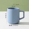 Taza de Cerámica Creativa y Sencilla, Vaso de Agua Redondo con Asa, Taza de Té para Habitación de Hotel, Taza de Regalo, Taza de Café, Taza de Té con Leche