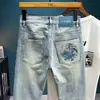 Jeans Rotos Nuevos de Verano para Hombre, Marca de Moda, Estilo Chino, Bordado Personalizado, Ajuste Delgado Elástico, Pantalones Casuales Versátiles
