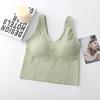 Nueva camiseta interior de fondo explosiones cuello en V espalda hermosa sin aro de acero deportiva anti-luz pecho envuelto versión larga reunida suministro directo de fábrica