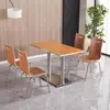 Juego de mesa y sillas para comida rápida, bar de snacks, tienda de fideos, cafetería escolar para estudiantes, comedor de empresa, comedor de fábrica, mesa y sillas de comedor de acero inoxidable