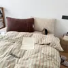 Conjunto de Roupa de Cama de Algodão Puro Veludo Leite Versão Ab Outono e Inverno Conjunto de Quatro Peças, Capa de Edredom Grossa de Fleece Coral, Lençol de Cama, Lençol com Elástico Conjunto de Três Peças