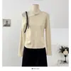Camisa Básica Feminina Tricô Cor Sólida Manga Longa Ombro a Ombro Design Exclusivo Outono 2026 Slim Fit