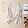 Gangazo: Camisola de lino de alta calidad para mujer, holgada y ligera, top sin mangas de algodón y lino con cuello en V