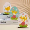 Manualidades de Madera para Fiestas de Pascua Transfronterizas Adornos Creativos Decoración para el Hogar Europea y Americana Adornos de Madera de Pollo y Huevo