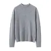 Suéter de Cachemir para Mujer con Dobladillo Enrollado, Cuello Medio Alto, Color Sólido, Cachemir de Cabra, Engrosado, Hueco, Jersey Delgado, Camiseta Base de Punto