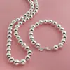 Joyería de comercio exterior chapada en plata 925, collar de cuentas de 10 MM, pulsera, juego, explosiones de temu AliExpress