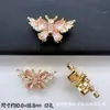 Anel de Contas Espaçadoras Borboleta de Zircônia Banhado a Ouro 18K Cobre Conserva Cor Acessórios para Pulseira de Cristal DIY Colar