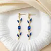 Pendientes de Hoja y Pétalo Estilo Europeo y Americano Más Vendidos Transfronterizos, Pendientes de Lujo Ligero de Hoja y Tulipán de Moda al por Mayor