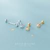 Pendientes Nalan S925 de plata con forma de botón para mujer, mini pendientes con cuatro garras, pequeños y sencillos, con temperamento, G2026