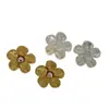 Diseño texturizado Pendientes de flor de primavera con circonita Oro real electrochapado Retro Lujo ligero Moda Tendencia Pendientes versátiles para mujer